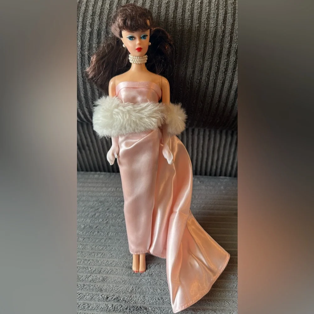 Barbie Reproduction Mattel 35th Anniversary 1958-1993 Pink Satin Dress Doll